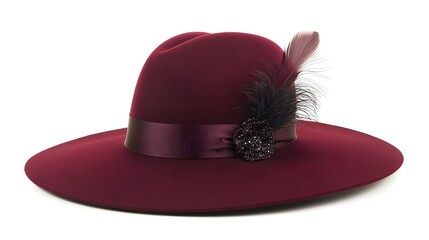 Elegant Maroon Wide Brim Hat Fashion Accessories Stunning Design