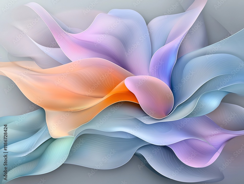 Poster captivating abstract composition featuring a central motif of flowing mesmerizing iridescent shapes 