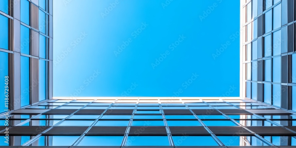 Poster a building frame set against a vibrant blue sky, showcasing the intricate design and structure of a 
