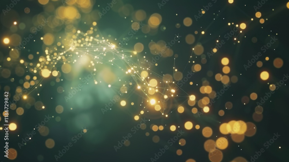 Poster mesmerizing abstract background featuring glowing golden lights and bokeh effects, creating dreamy a