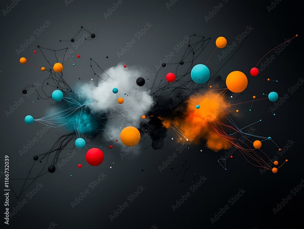 Poster mesmerizing abstract digital landscape of ethereal connections and pulsing data streams intricate we