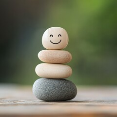 Cheerful Stacked Stones with a Smiley Face for Positive Vibes