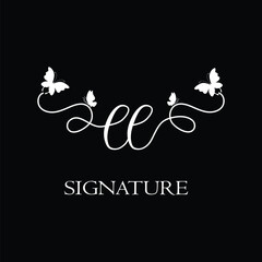 LL Handwritten initial letter, LL simple signature vector logo with butterfly shape variation, beauty, photography letter logo design. L L
