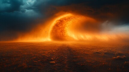 Fiery Vortex Swirling Across a Desolate Plain