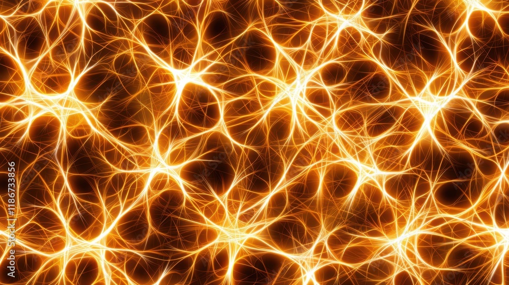 Poster bright glowing neural network pattern with intricate connections and vibrant colors, creating dynami