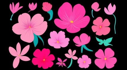 Fototapeta premium Vibrant Floral Elements with High Detail and Botanical Features for Creative Projects
