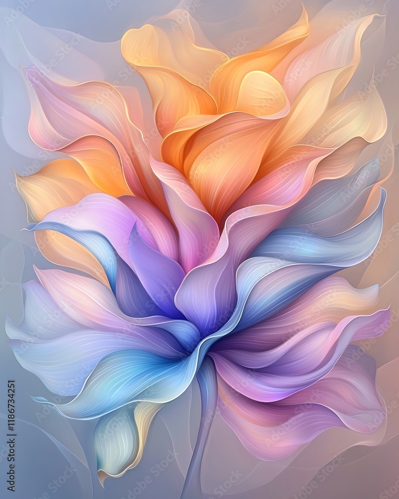 Aufkleber captivating dreamlike abstract composition featuring sinuous shimmering iridescent forms in a vibran