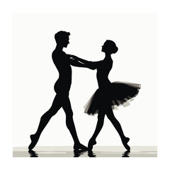 Silhouettes vector illustration of ballet dancers ballerinas beauty dancing.