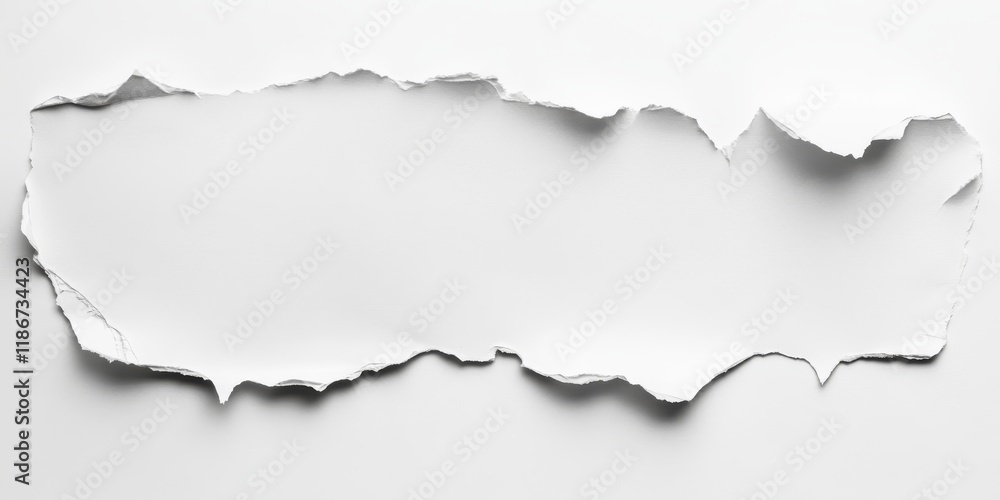 Aufkleber close up of a white ripped piece of paper featuring empty space for text. the torn paper stands out 