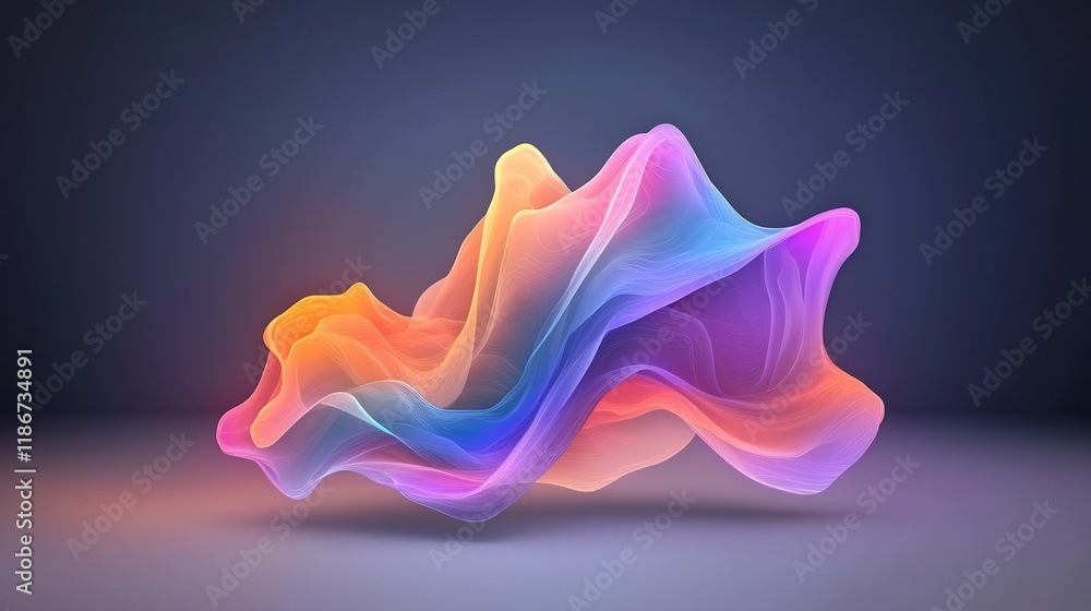 Poster mesmerizing iridescent waves in vibrant neon glow dynamic abstract digital art background with shimm