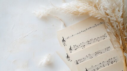 A beautiful set of wedding cards with musical notes on them.