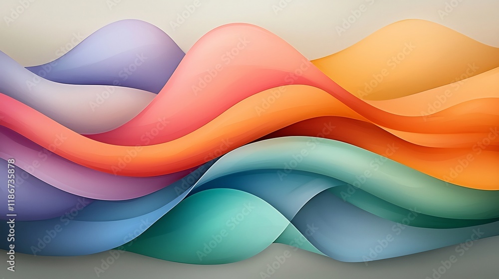 Poster captivating abstract featuring a dynamic shimmering composition of flowing iridescent shapes and vib