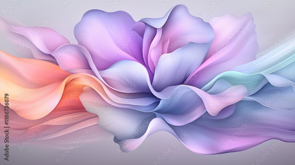 Poster captivating iridescent abstract featuring a mesmerizing composition of flowing shimmering shapes in 