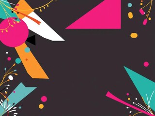 A dynamic and abstract multicolored festive background with geometric shapes and bold lines, abstract, geometric
