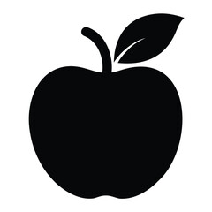 Apple Icon Design - Black Fruit with Leaf Illustration
