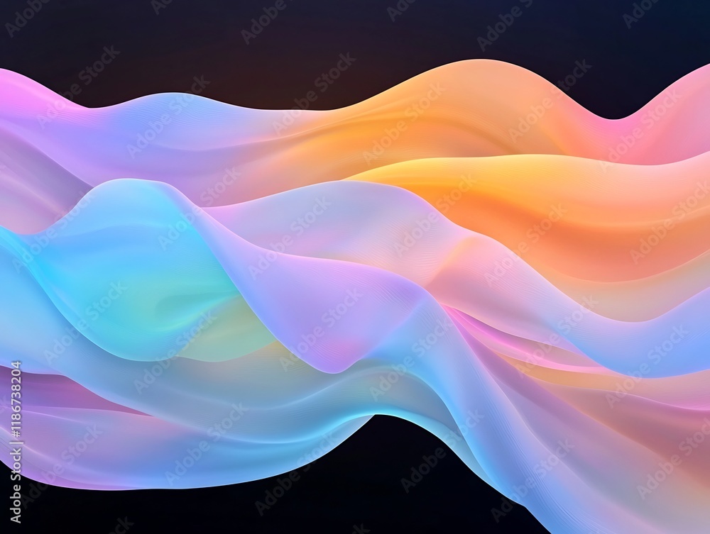 Aufkleber ethereal chromatic interplay of dynamic undulating iridescent fluid forms in vivid futuristic digita