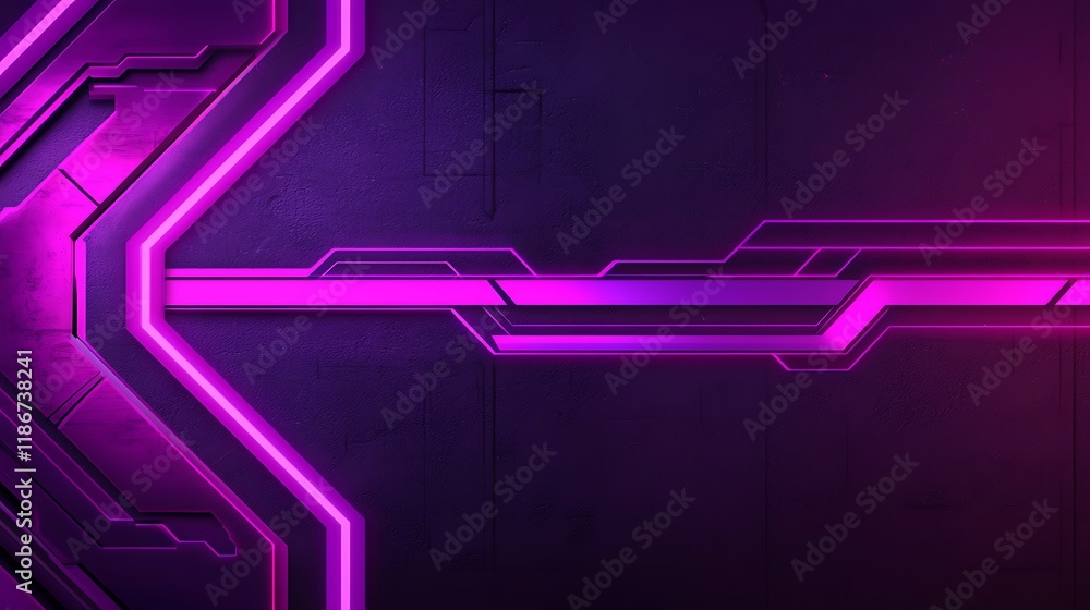 Poster intricate kaleidoscopic pattern featuring deep purple and bright pink elements with futuristic lines