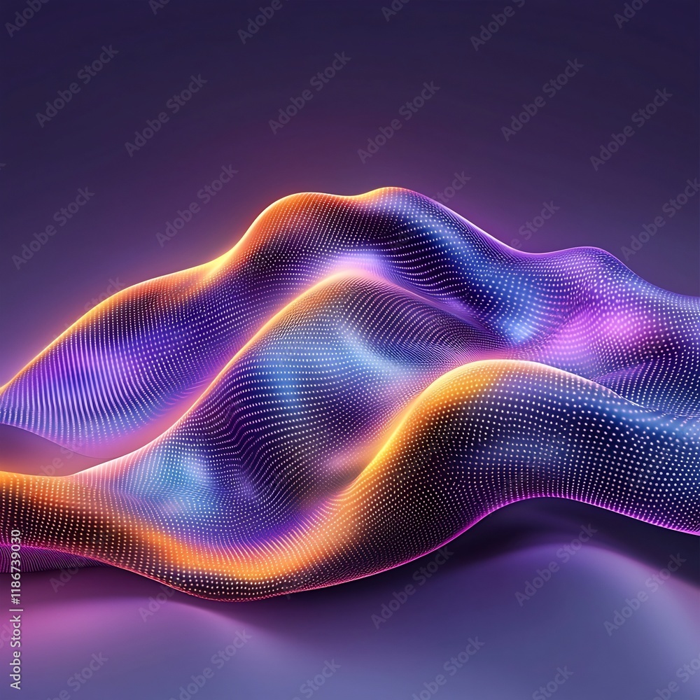 Poster mesmerizing futuristic abstract backdrop with undulating iridescent waves in vibrant violet and azur