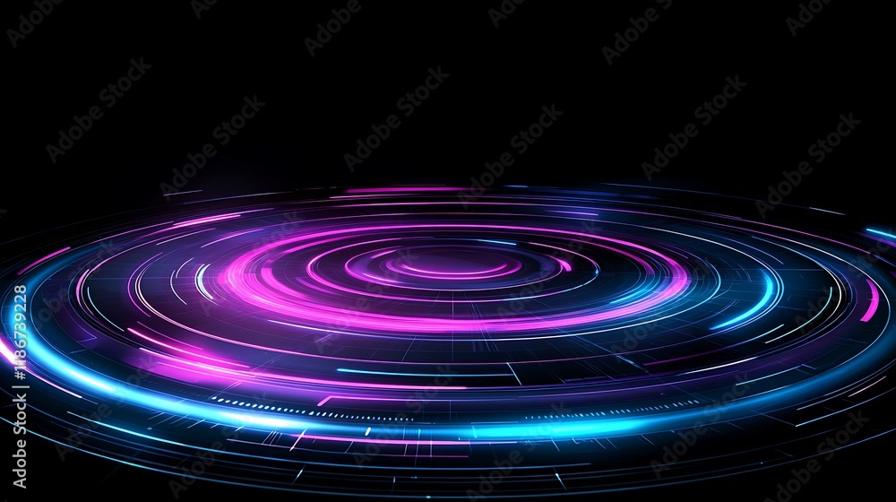 Poster mesmerizing array of pulsating light waves moving through a dark background in a dynamic display of 