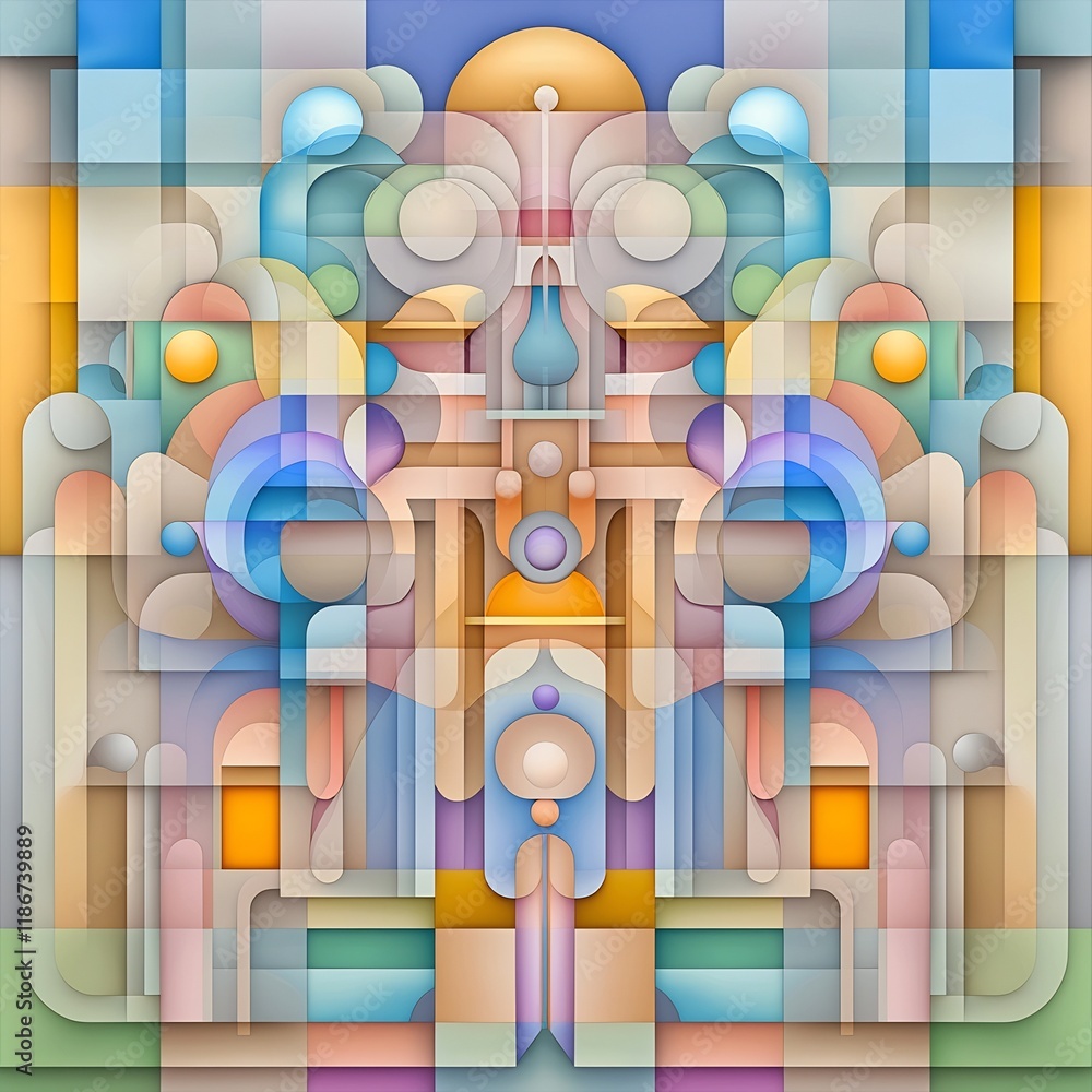 Poster captivating abstract visuals featuring mesmerizing iridescent geometric structures vibrant kaleidosc
