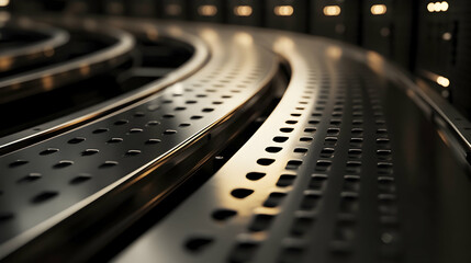 High-tech server farm with industrial design and sleek technology focus