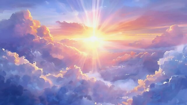 Heavenly sunrise, cloudscape, peaceful dawn, inspirational background, website header