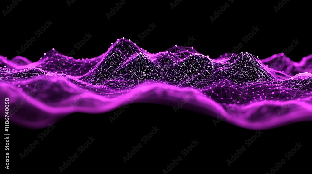 Poster captivating display of fractal patterns with layered design in mesmerizing purple hues for abstract 