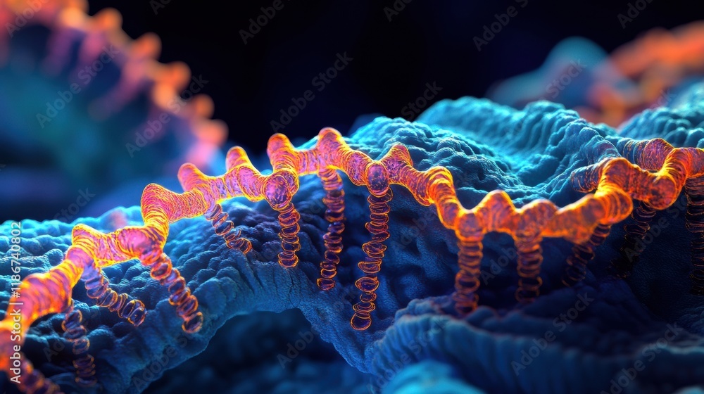 Aufkleber detailed 3d visualization of virus structure showcasing capsid, spikes, rna strands, and glowing mol