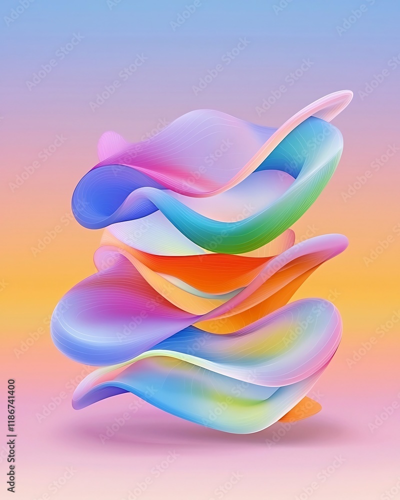 Poster captivating abstract digital featuring a mesmerizing arrangement of fluid undulating lines and prism