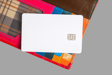 Close-up of bank cards showing different designs and colors. Great content for financial topics