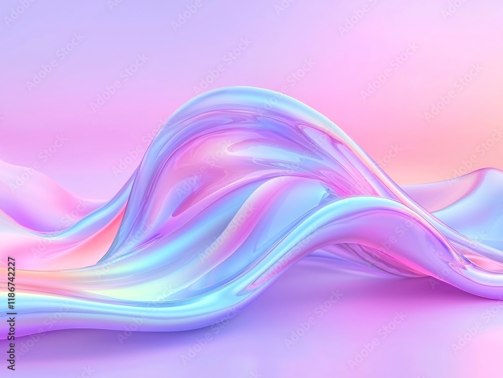 Poster mesmerizing abstract composition featuring captivating iridescent organic undulations and dynamic ch