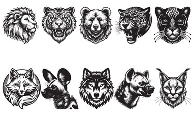 set of black and white cats