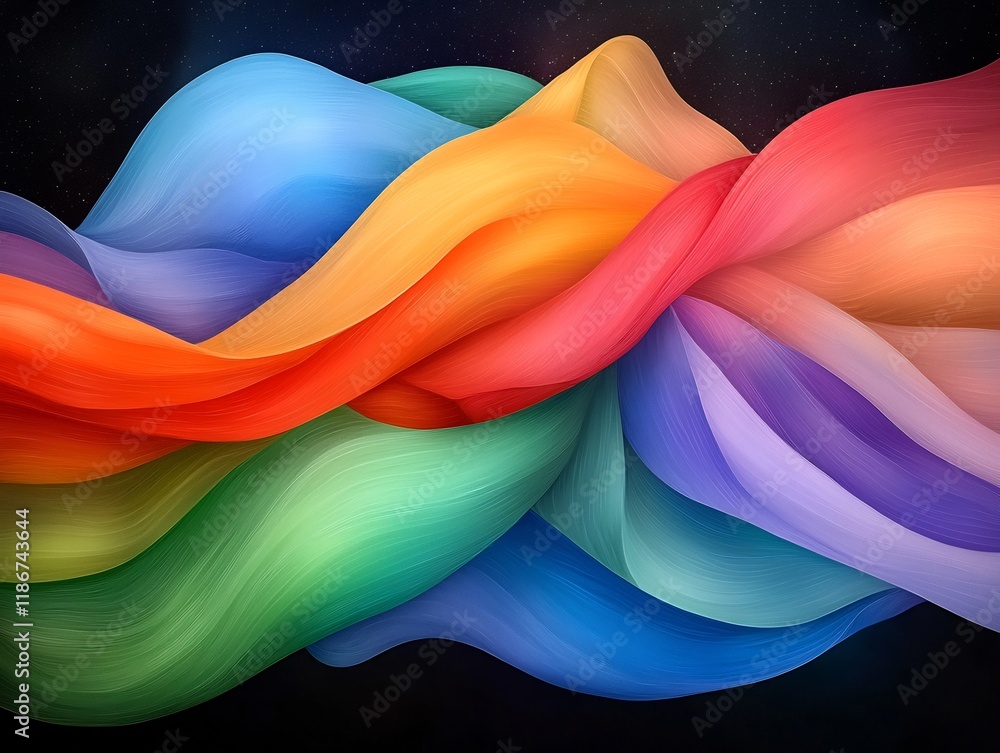 Poster mesmerizing abstract artwork featuring a captivating display of iridescent flowing shapes in a hypno