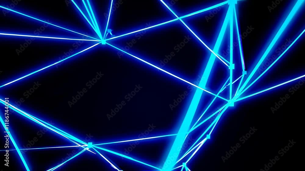 Fototapete exploring a futuristic network formed by glowing blue lines in a dark setting