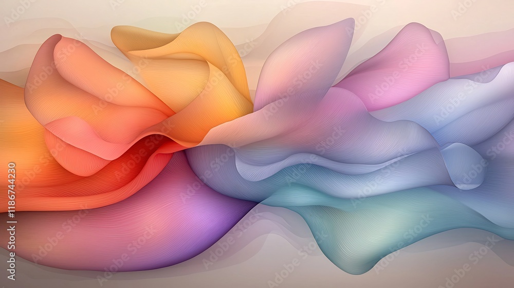 Poster flowing iridescent brushstrokes in a captivating kaleidoscopic design with a vibrant surrealist infl