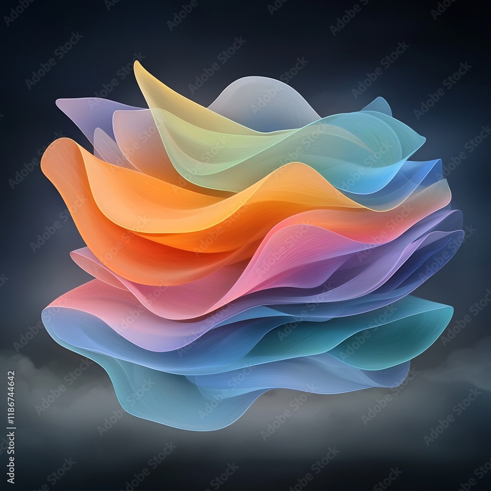Poster captivating abstract featuring mesmerizing undulating forms in a visually striking iridescent compos