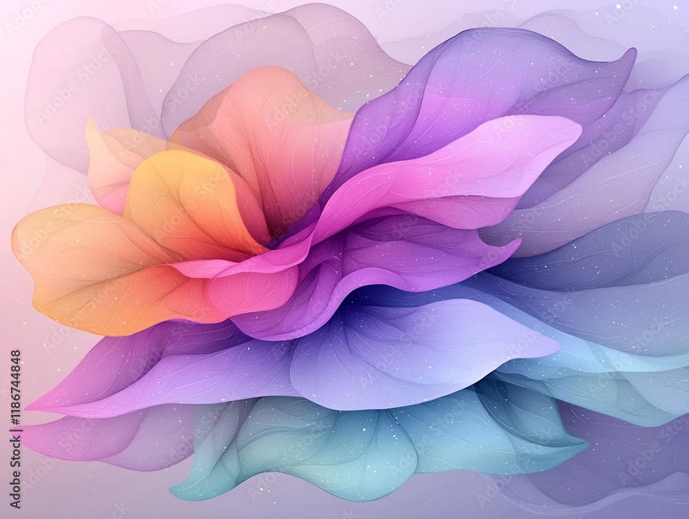Poster mesmerizing abstract showcasing a captivating composition of cascading iridescent forms dynamic over