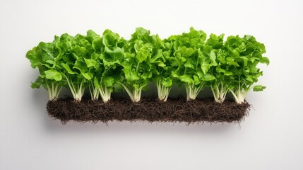 Fototapeta premium Fresh Green Lettuce Grown Naturally on Soil with Healthy Roots