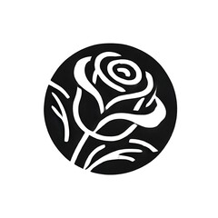 Black rose  logo design isolated on white.