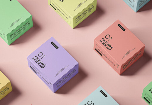 Colored Packaging Boxes Mockup