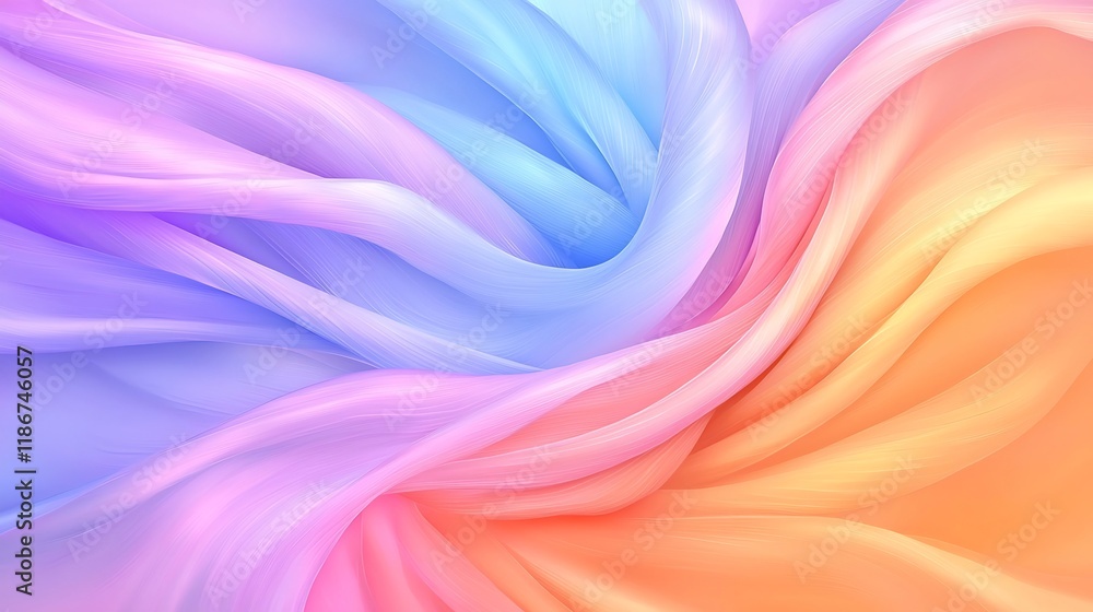 Poster mesmerizing abstract background design featuring swirling intertwining iridescent pastel colored sha