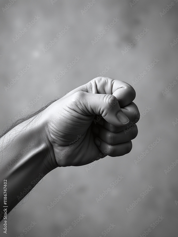 Poster black and white photo of a hand giving a fist bump against a textured background with copy space ava