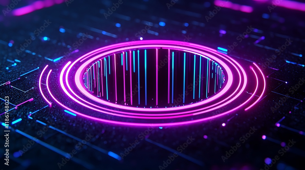 Aufkleber swirling vortex of bright glowing particles in a digital landscape creating a stunning abstract comp