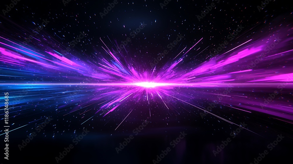 Poster vibrant abstract digital art representation featuring dynamic light strikes and colorful energy wave