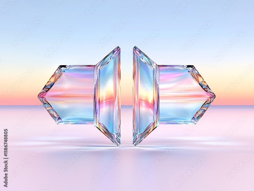 Poster captivating abstract showcasing luminous iridescent shapes in a mesmerizing shimmering composition w
