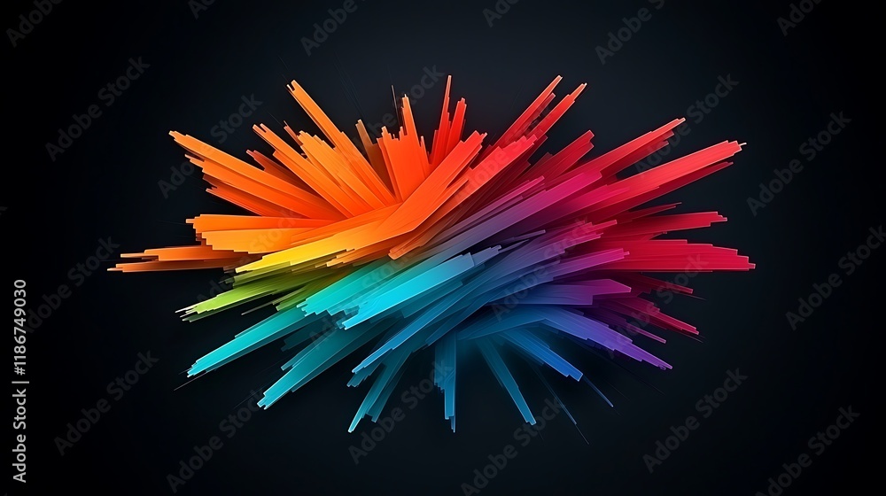 Poster vibrant digital canvas featuring an explosion of colors with abstract geometric forms in a stunning 