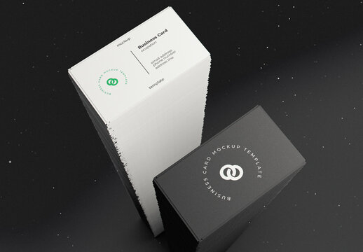 Business Card Stacks Mockup