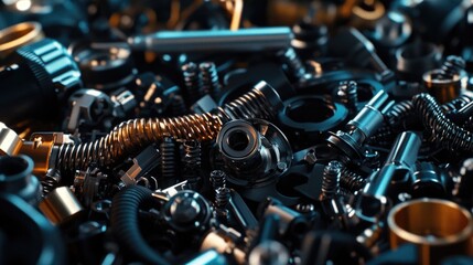 Fototapeta premium A selection of screws and nuts in various shapes and sizes