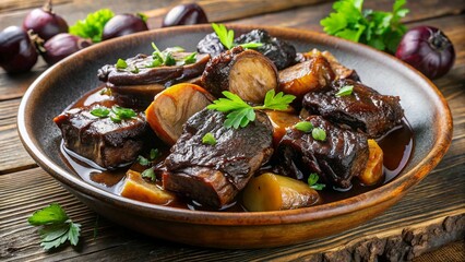 Rich, glazed pork ribs with prunes, slow-cooked to tenderness and served rustic-style.
