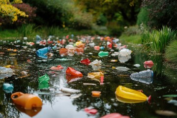 Image of a river filled with plastic trash